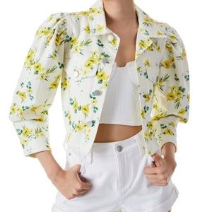 *brand new* Alice and Olivia Lana cropped puff sleeve denim jacket